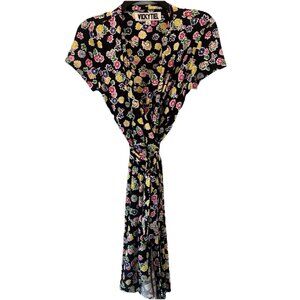 Vicky Tiel Stretch Jersey Short Sleeve Floral Wrap Dress Small Business Casual